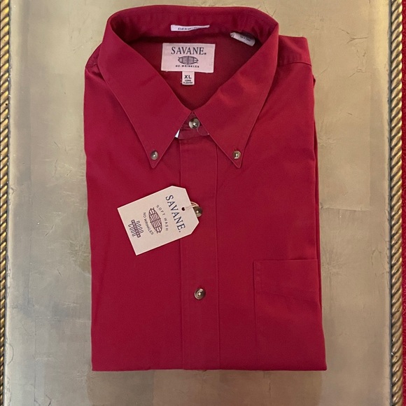 NWT Savane Red Men’s Long Sleeves Dress Shirt Size XL - Picture 2 of 4